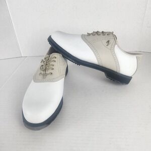 Lady Fairway 1550 Womens Golf Shoes White Tan Saddle Brogue Lace Up Size 7 M